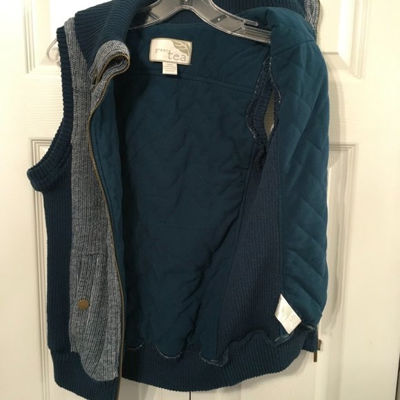 Green Tea Teal Tweed Vest - Picture 8 of 9